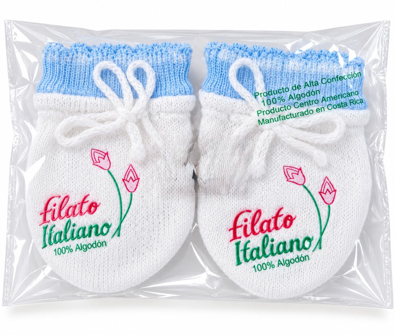 Guantes para bebé celestes filato italiano