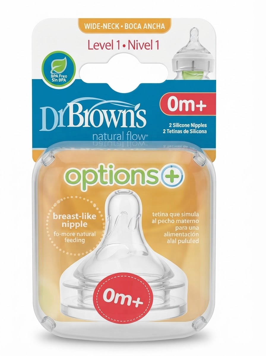 2 Tetinas anchas option Dr browns 0 m+(nivel 1)