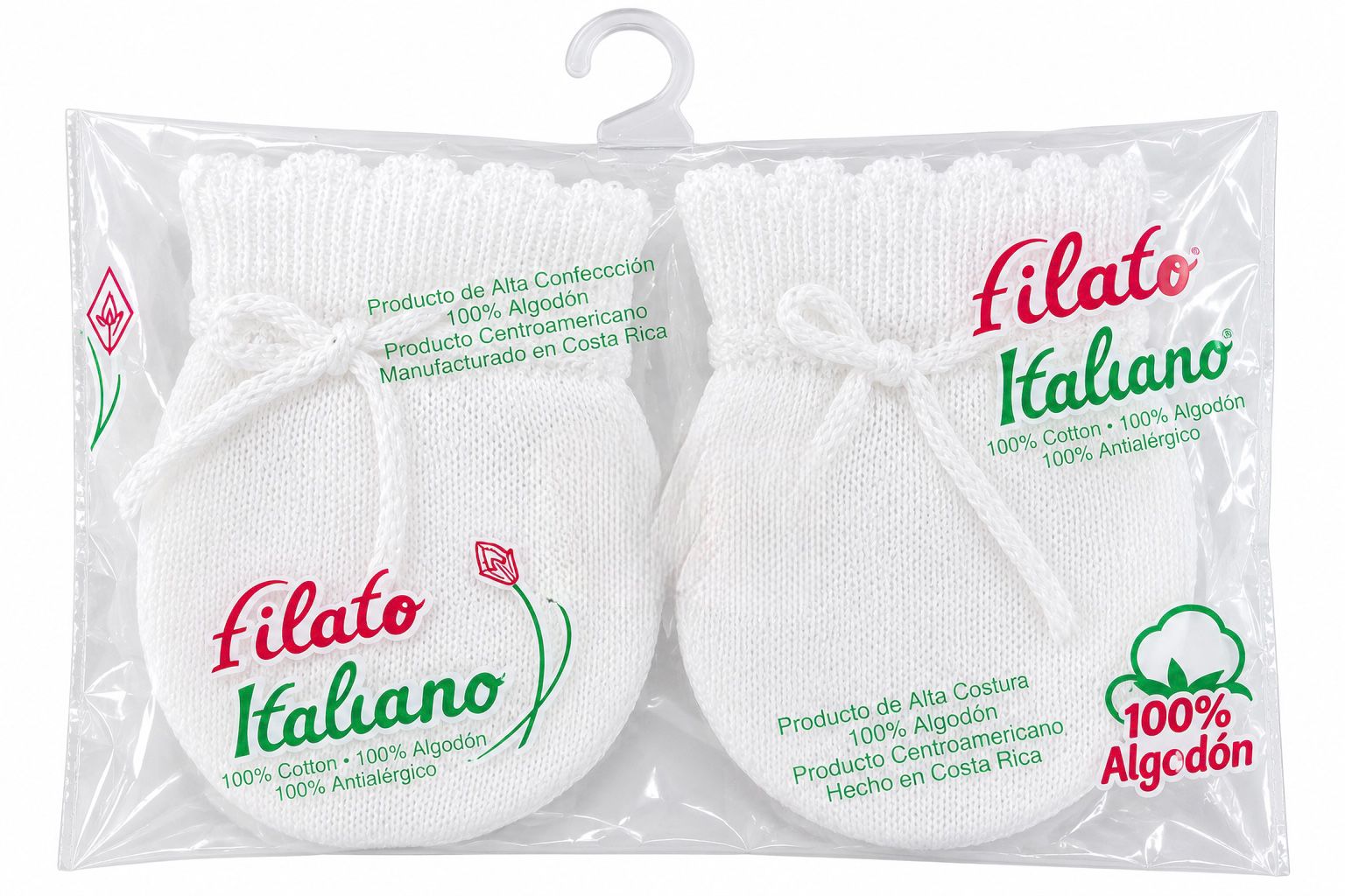Guantes para bebé blancos filato italiano
