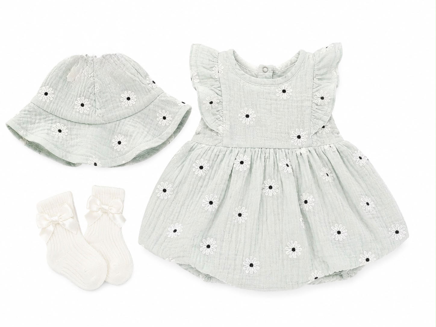 Vestido 3 piezas margaritas para bebé Cutie Baby