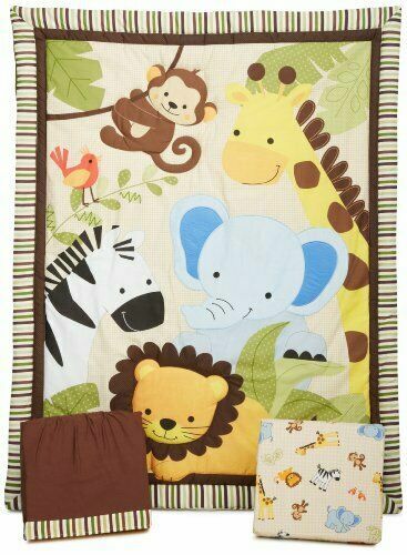 Set de 3 piezas para cuna Jungle  Buddies collection (Lambs and Ivy company)