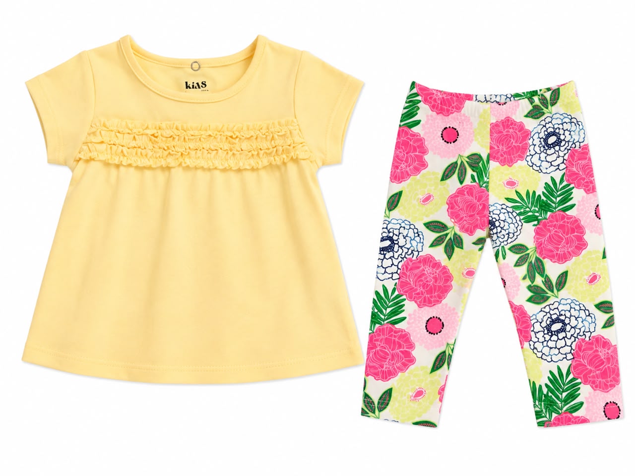 Conjunto amarillo de leggins para bebé Kids land