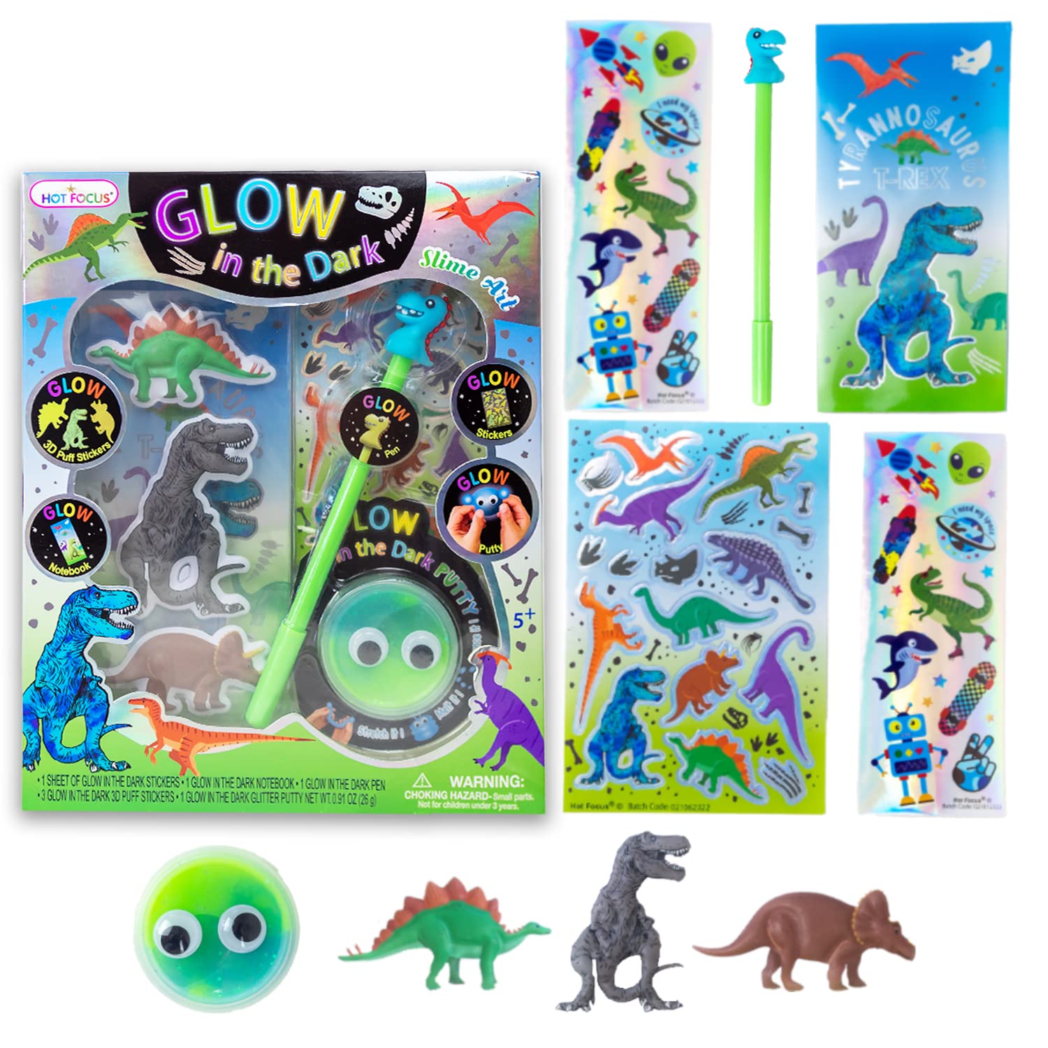 Juego arte de slime  glow in the dark dinosaurio Hot focus