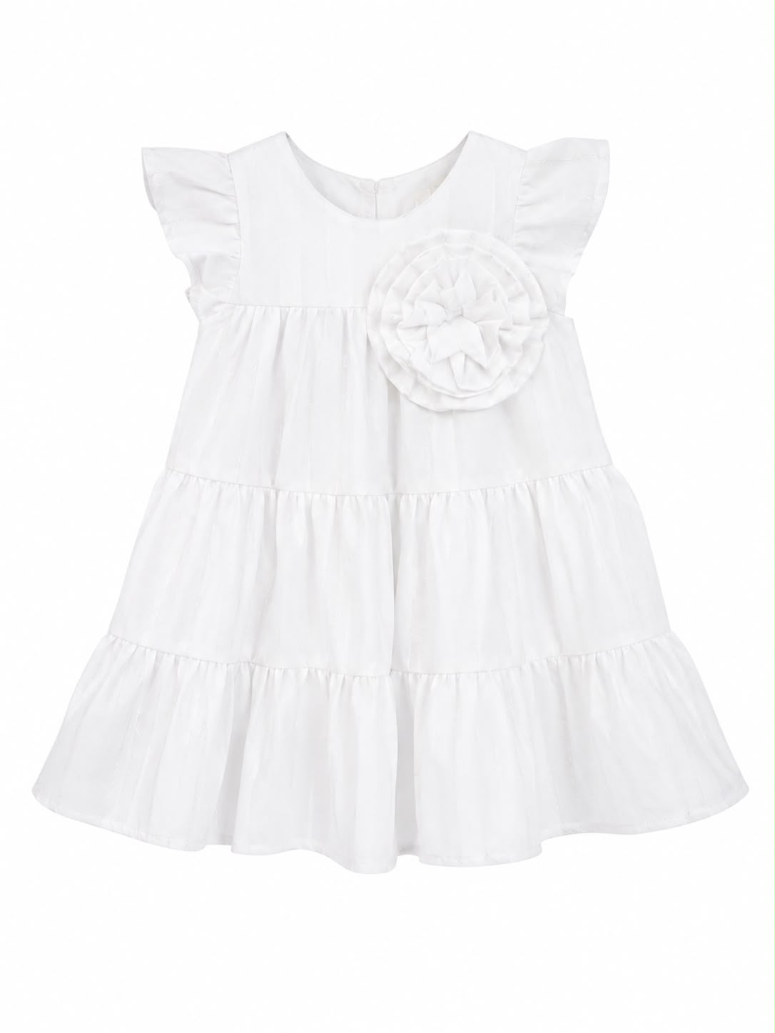 Vestido blanco flor grande para bebé milon