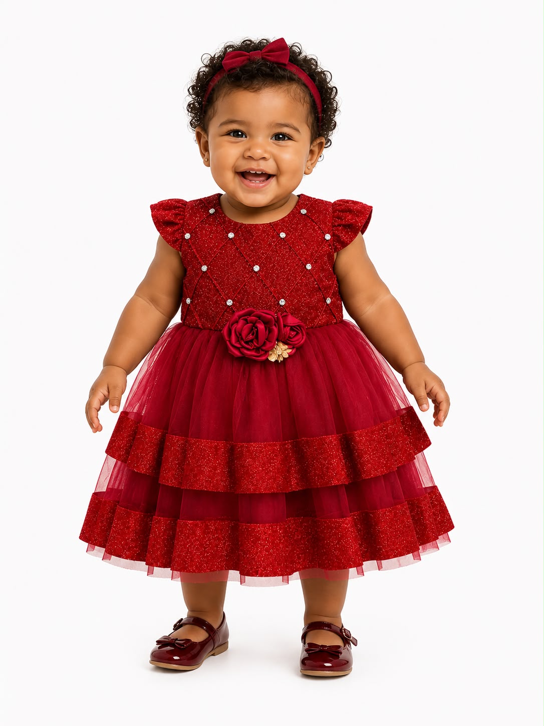 Vestido rojo para bebé Bon blues