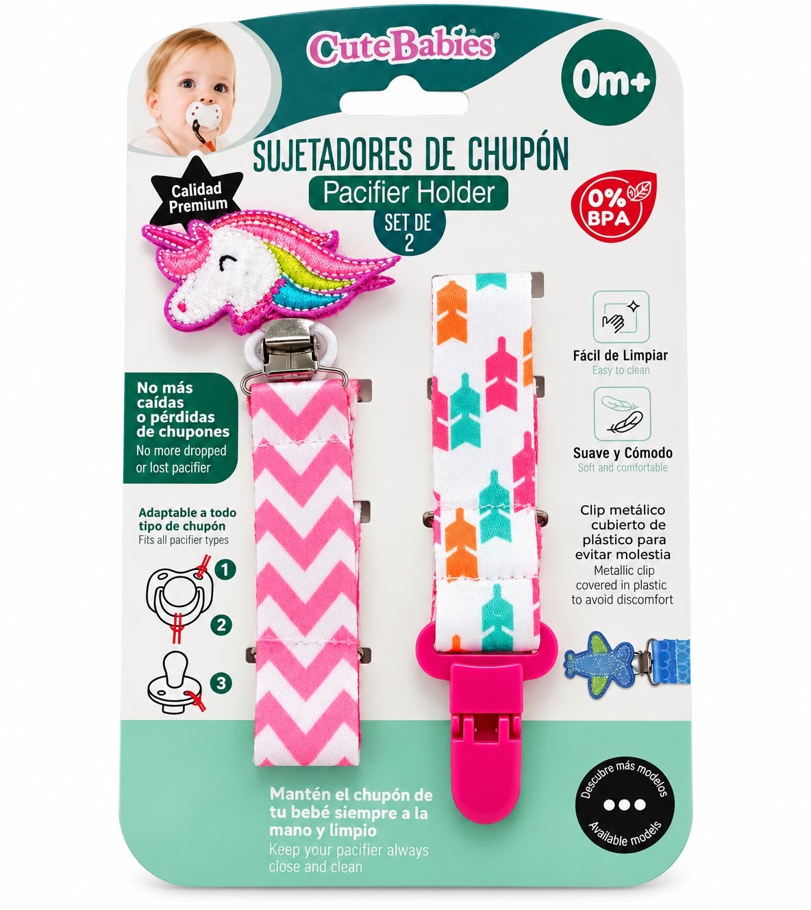 Sujetador de chupeta unicornio Cute Babies