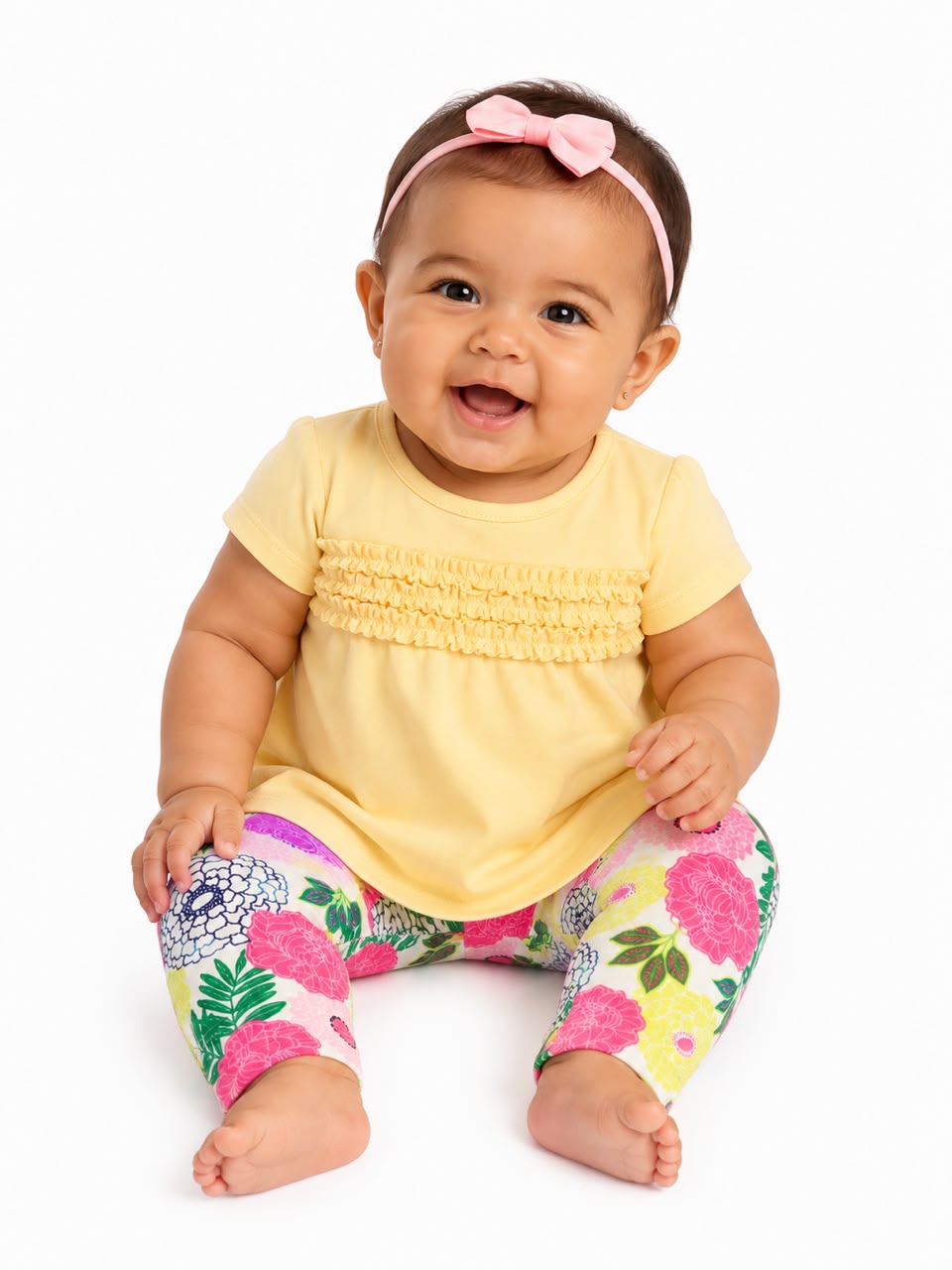Conjunto amarillo de leggins para bebé Kids land