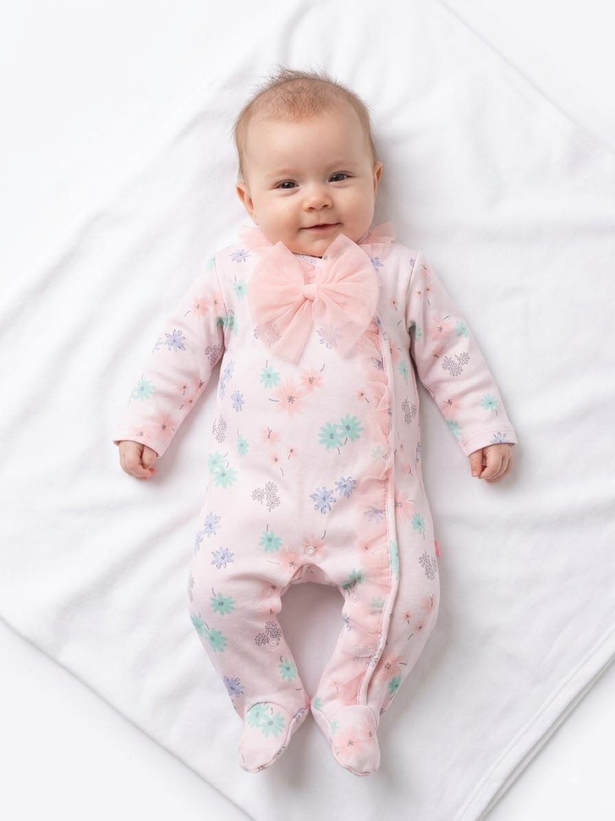 Pijama entera rosada  de flores kobytin