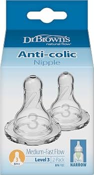 2 tetinas cuello angosto nivel 3 (Dr Brown) 6 m+