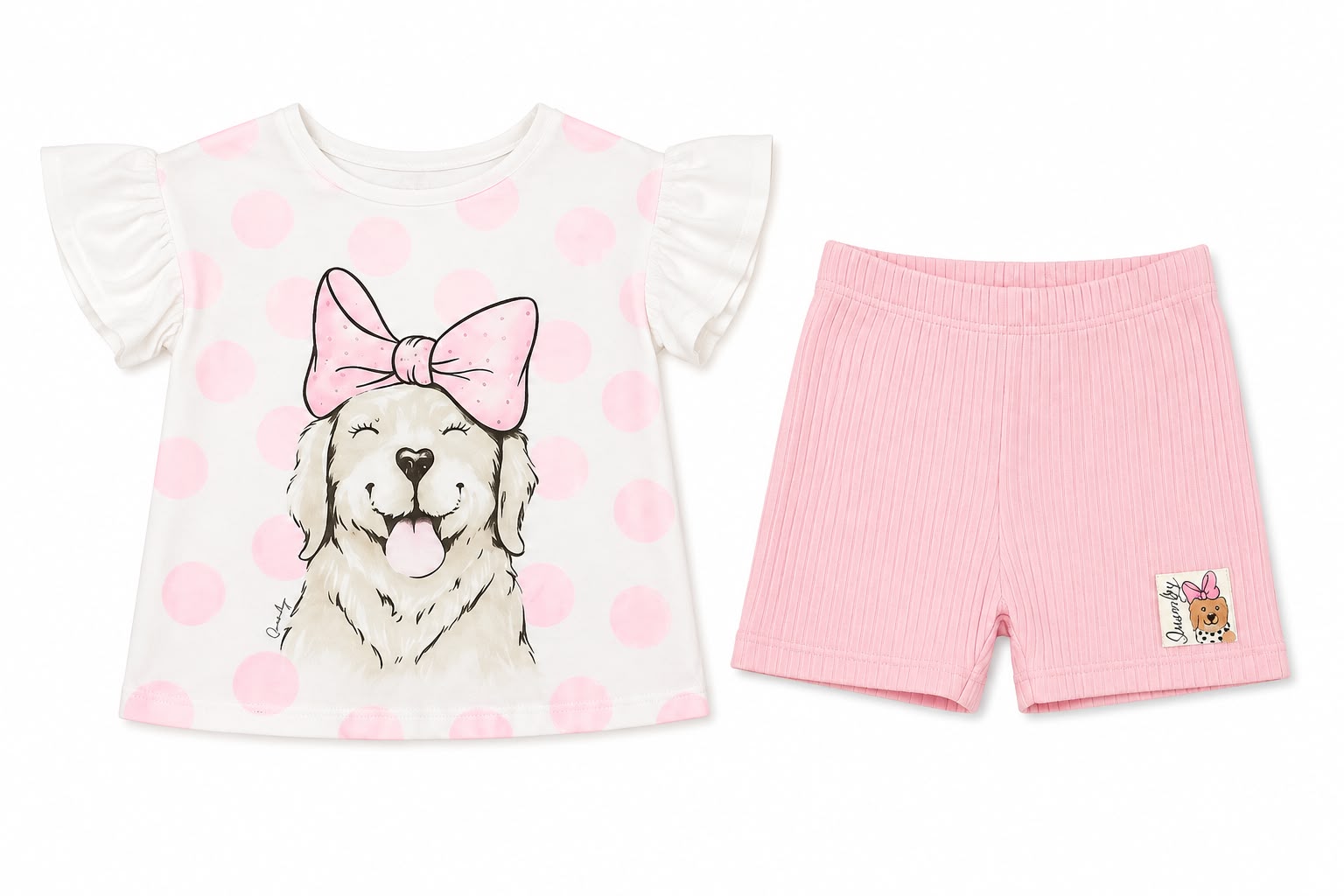 Conjunto perrita lazo rosado Quimby