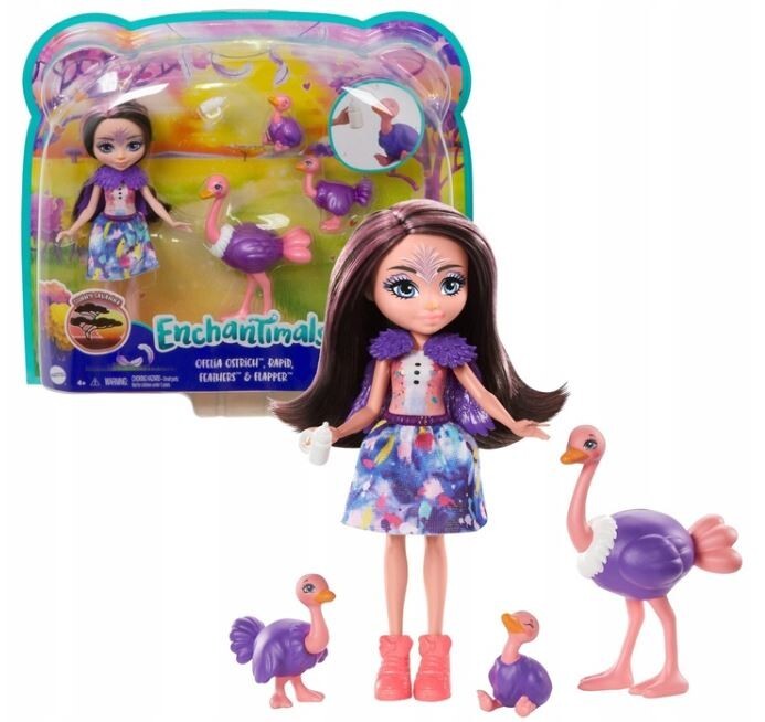 Enchantimals Ofelia Ostrich, feathers,flapper y Rapid( Mattel)