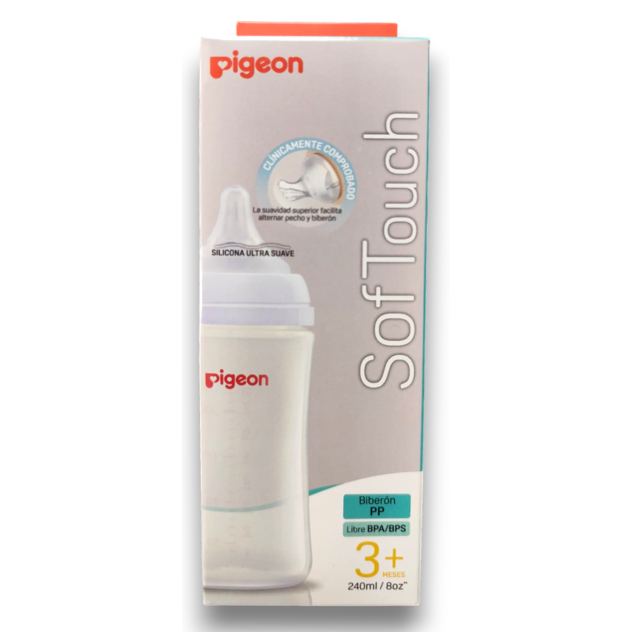 Chupón Peristaltico Sof Touch Boca Ancha Pigeon 8oz 240ml (3+ Meses)
