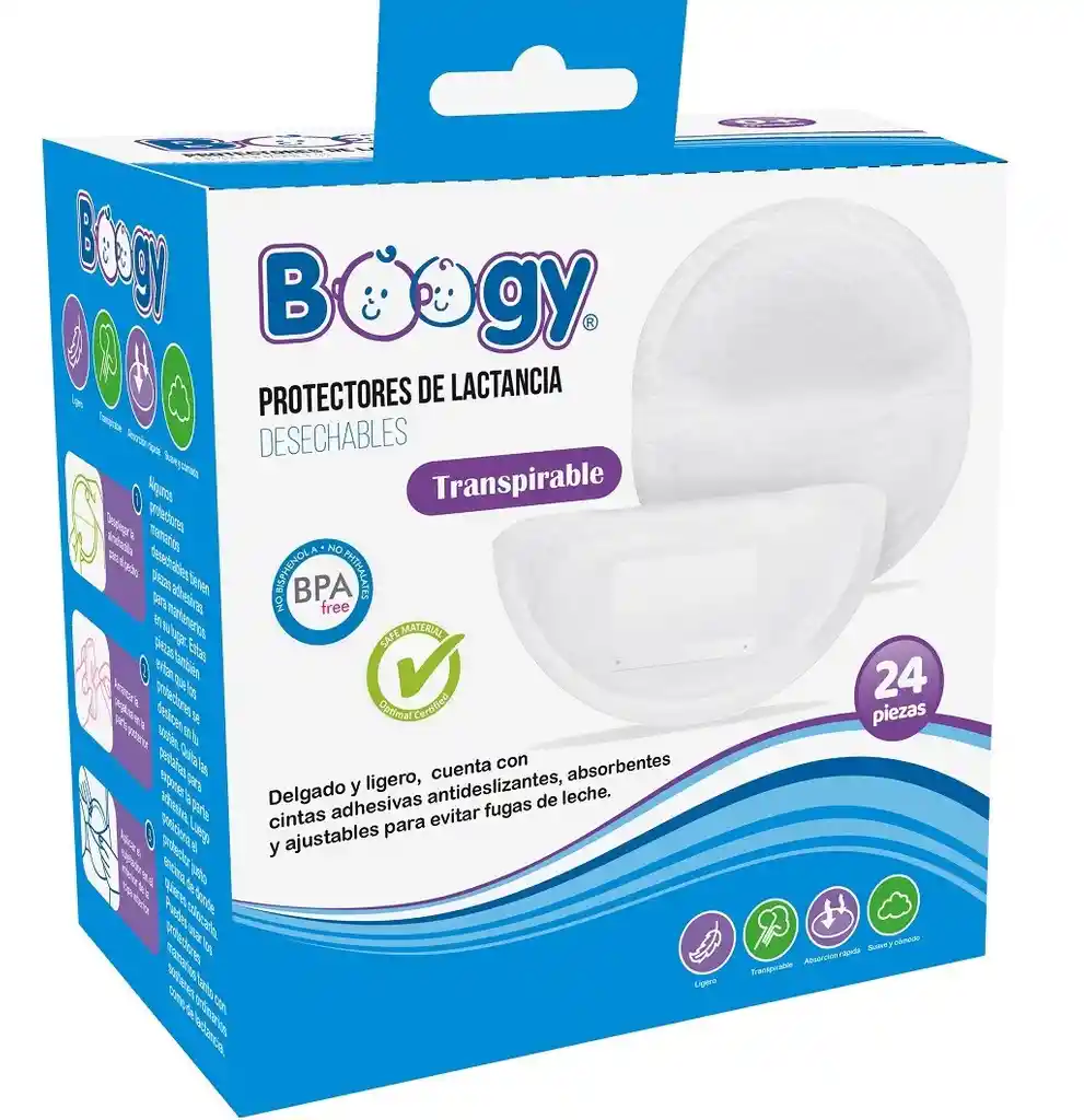 Protectores de lactancia  Desechables Boogy 24 piezas