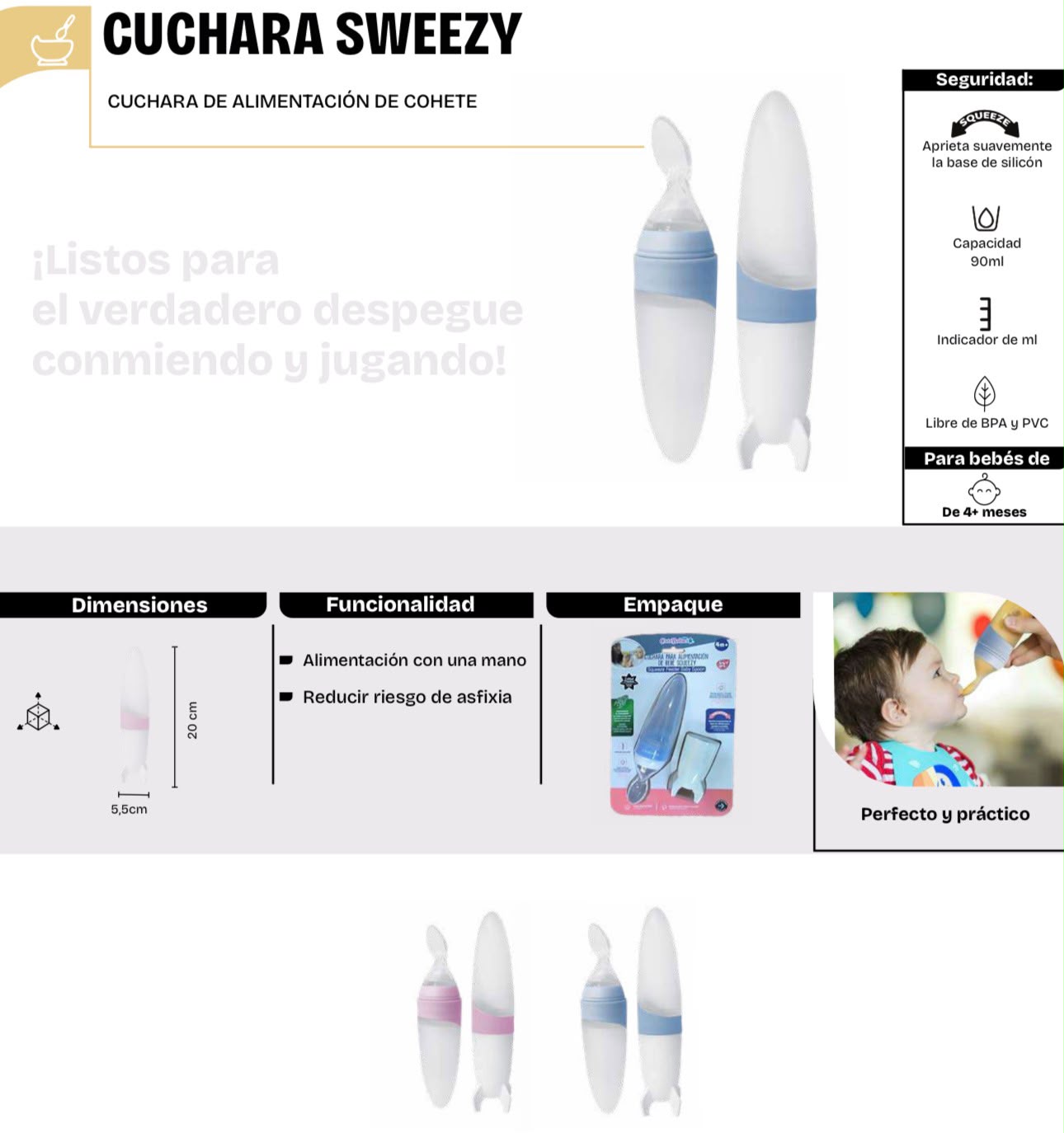 Cuchara para alimentación de bebé Squeezy Cute Babies