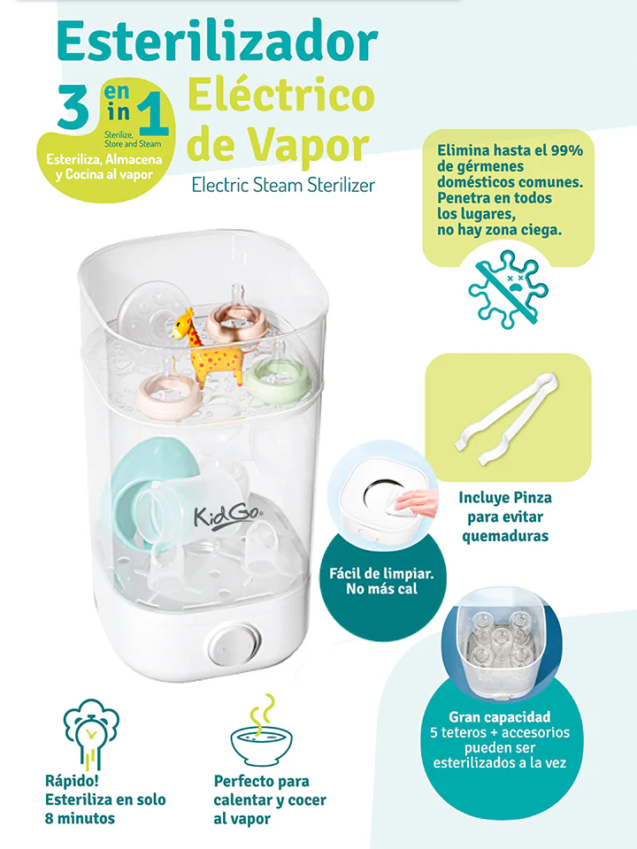 Esterilizador eléctrico de vapor 3 en 1 ( Kid Go)
