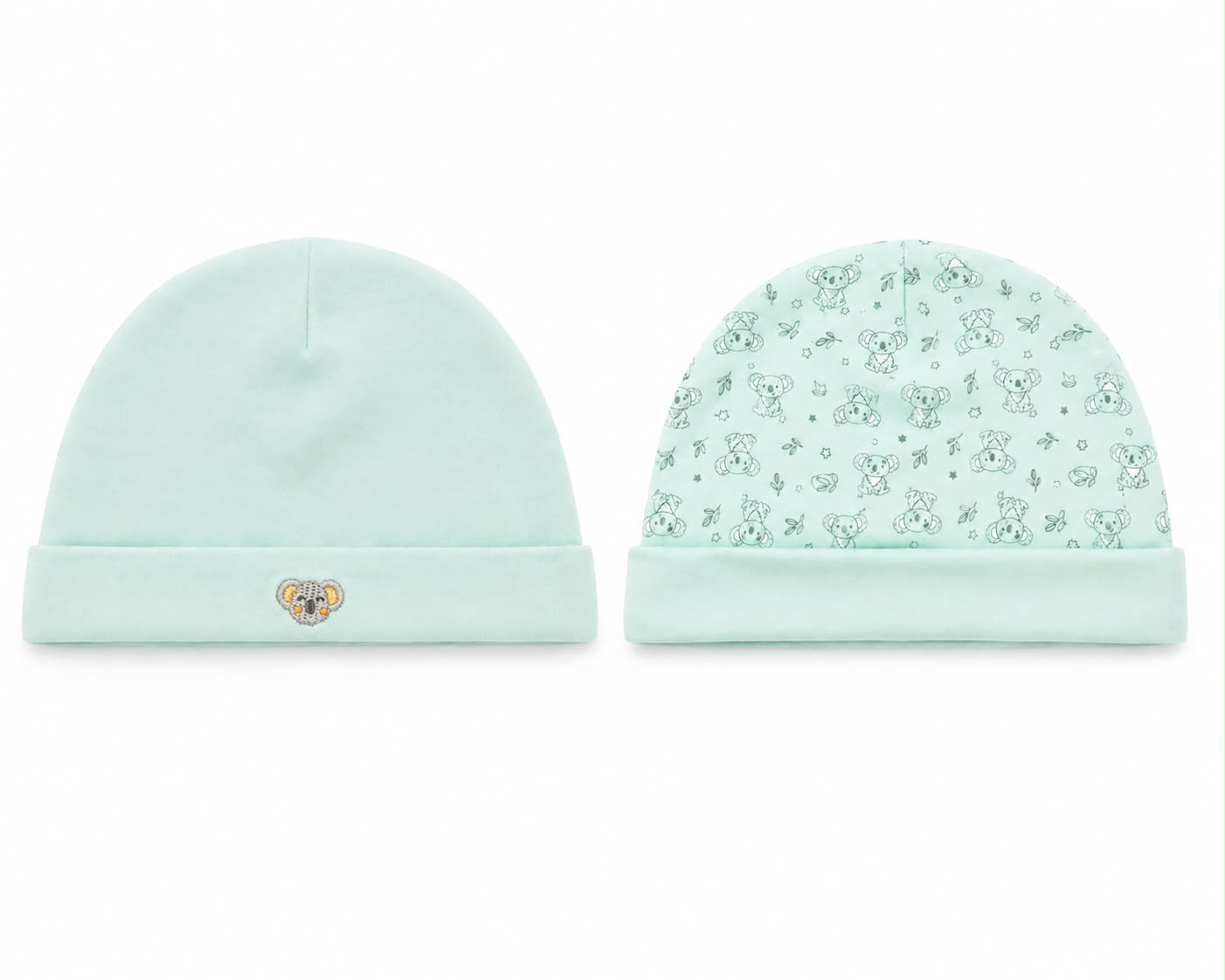 Set de gorros para bebé koala kobytin (menta)