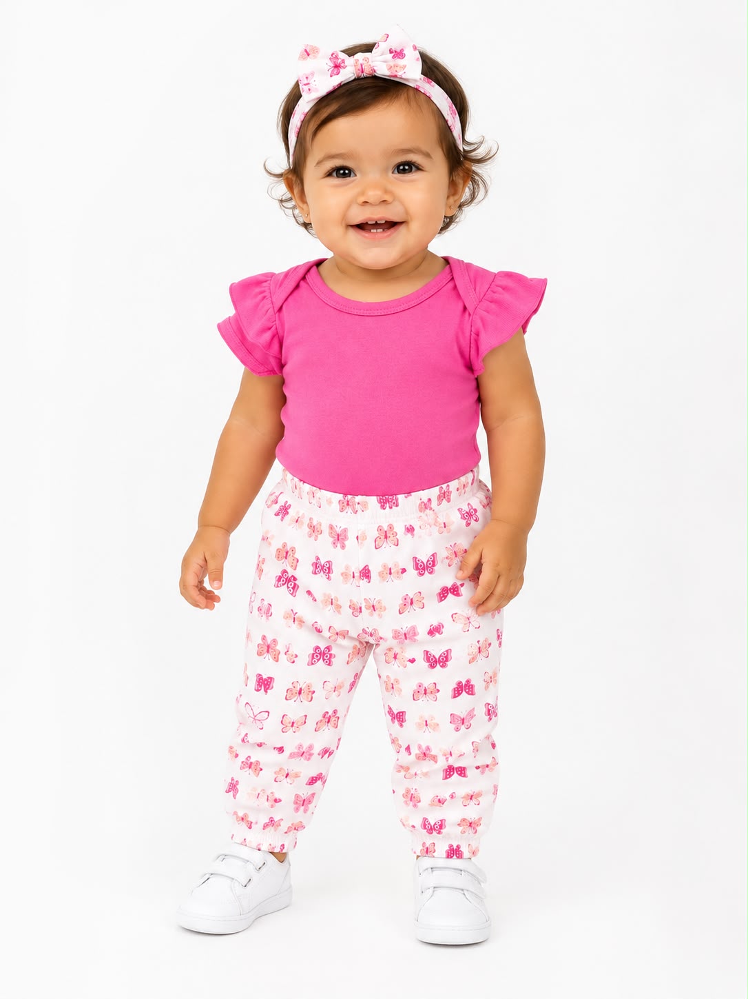 Set de 3 piezas mariposa fucsia para bebé Tinytots