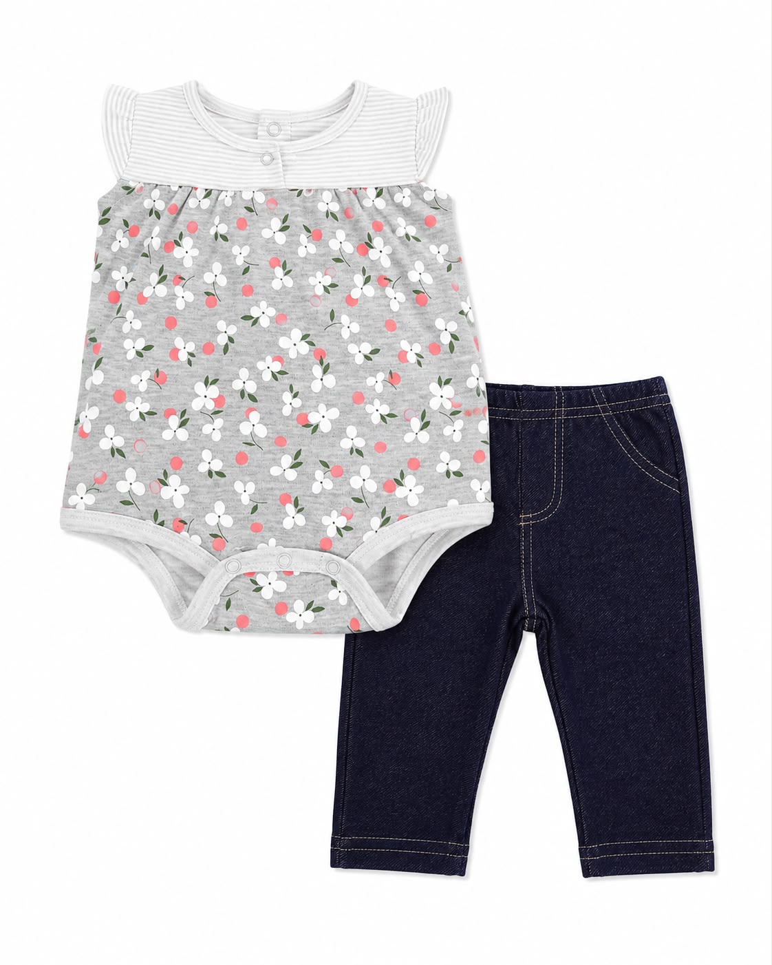 Conjunto gris flores Kids kand