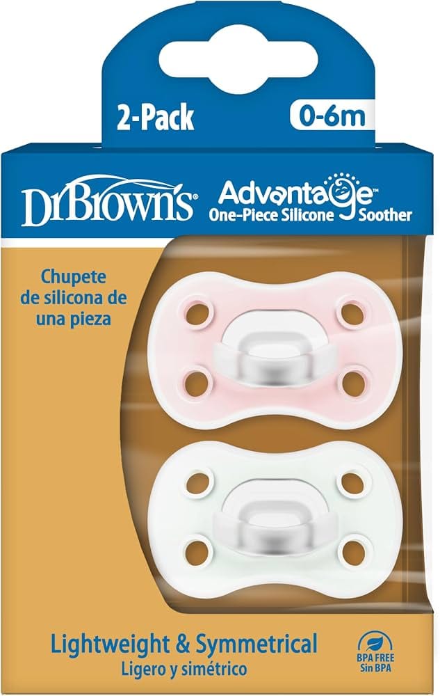 Set de 2 chupetas advantage rosa-verde silicon 0-6 m Dr Brown