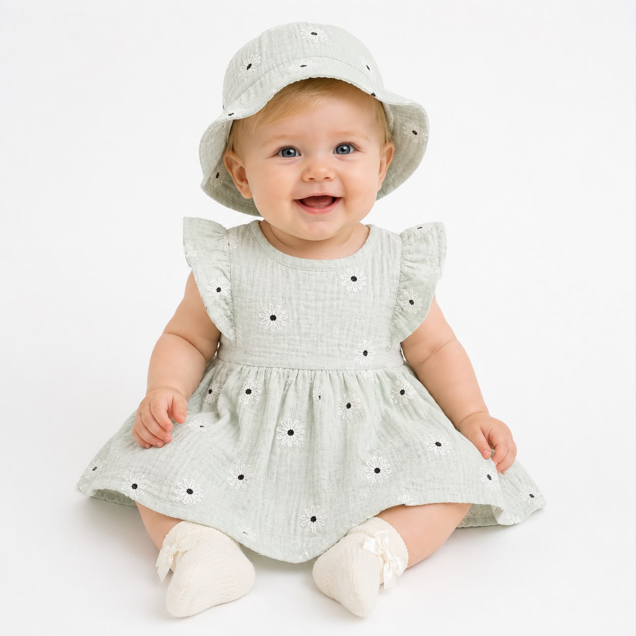 Vestido 3 piezas margaritas para bebé Cutie Baby