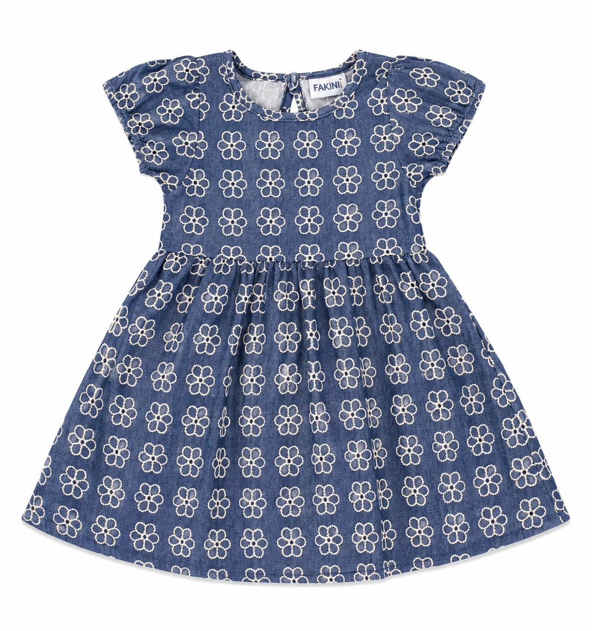 Vestido mezclilla flores para bebé  Fakini