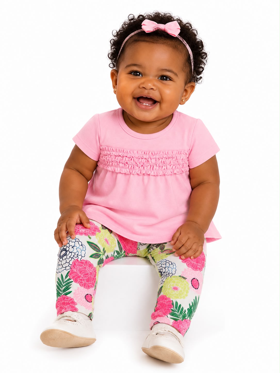Conjunto rosado de flores Kids land