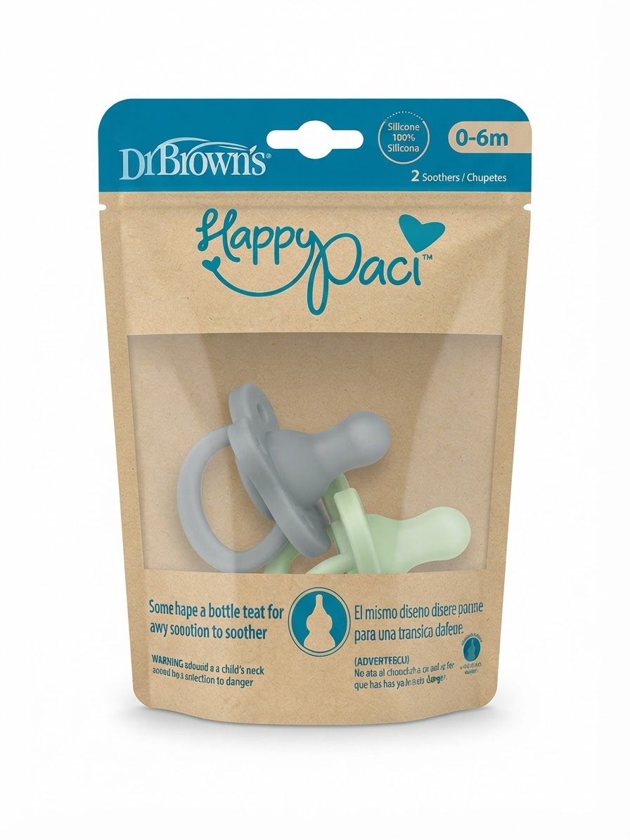 2 chupetas pacificadoras  nivel 0 -6 Dr Brown (Happy paci)