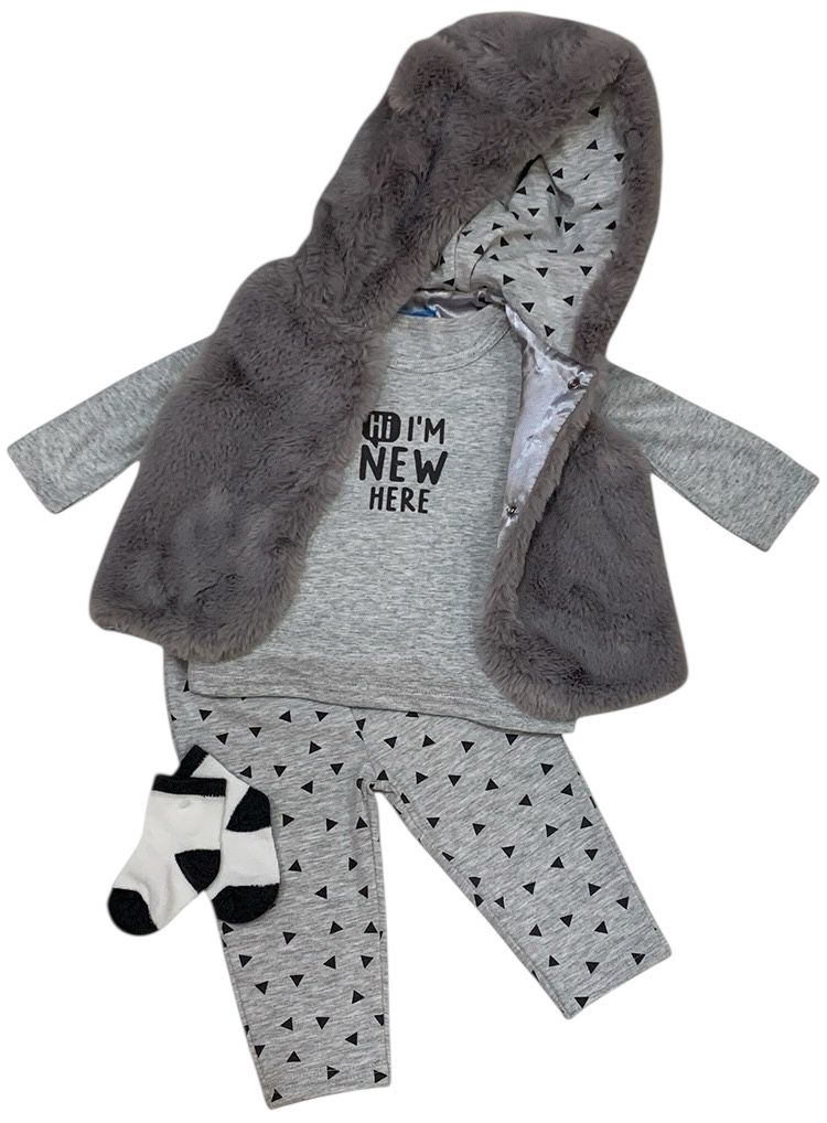 Conjunto 4 piezas Chaleco gris Bon blues