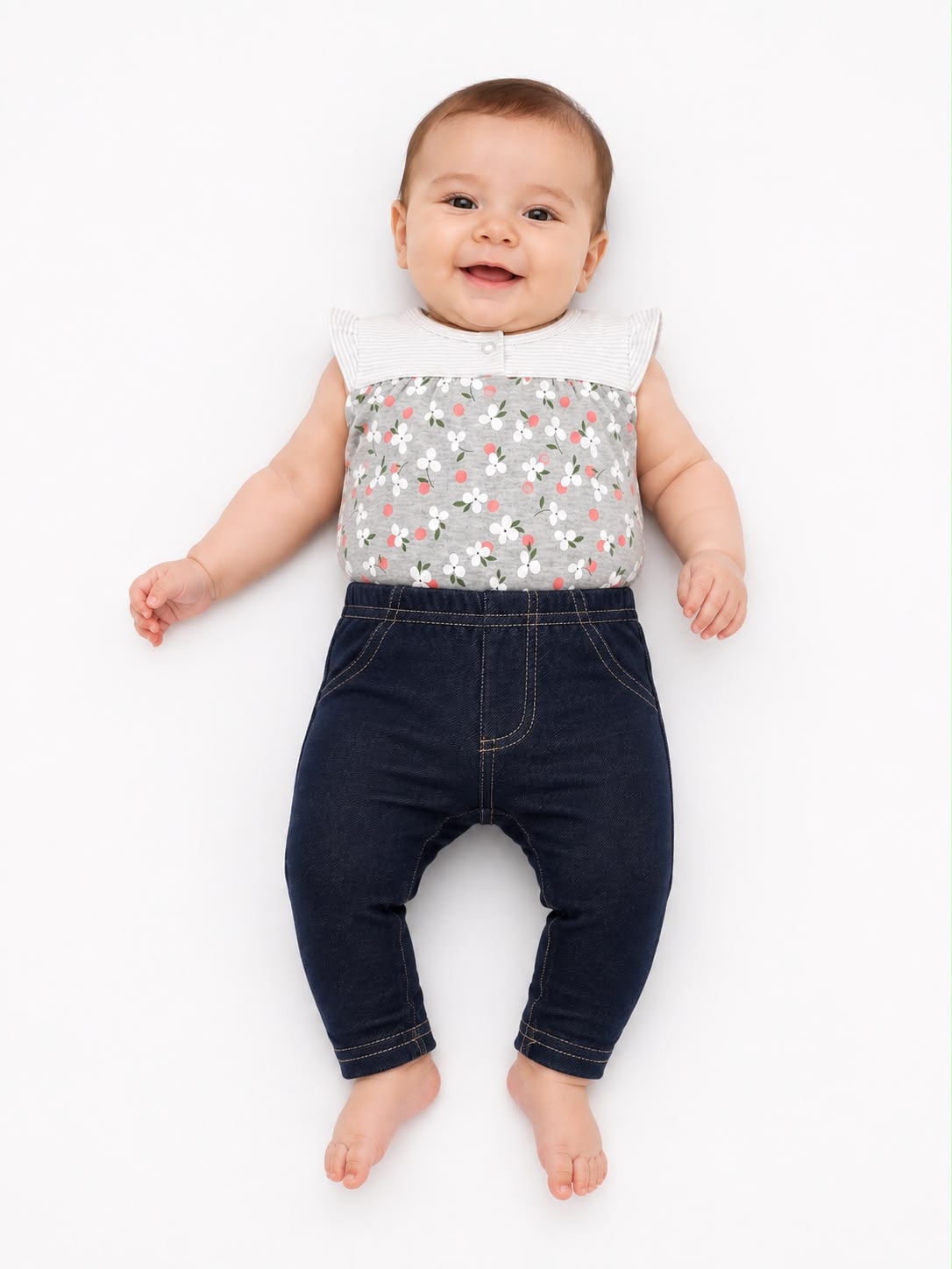 Conjunto gris flores Kids kand