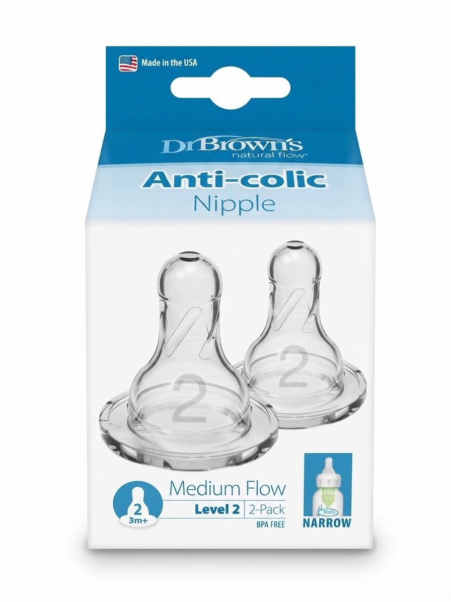2 tetinas cuello estrecho nivel 2 Dr browns 3m +