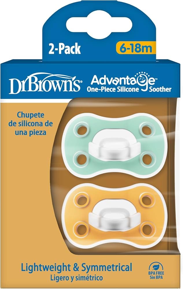 Set de 2 chupetas advantage amarilla-menta silicon 6-18m Dr Brown