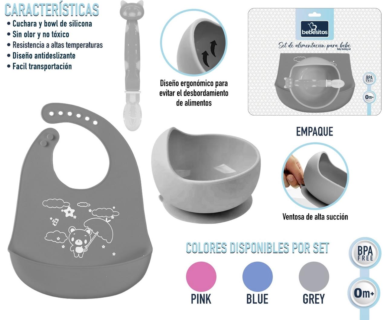 Set de alimentación para bebé ( Bebesitos) con babero