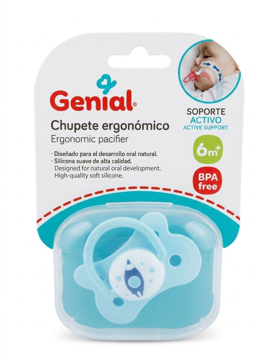 Chupeta ergonómica  celeste cohete Genial