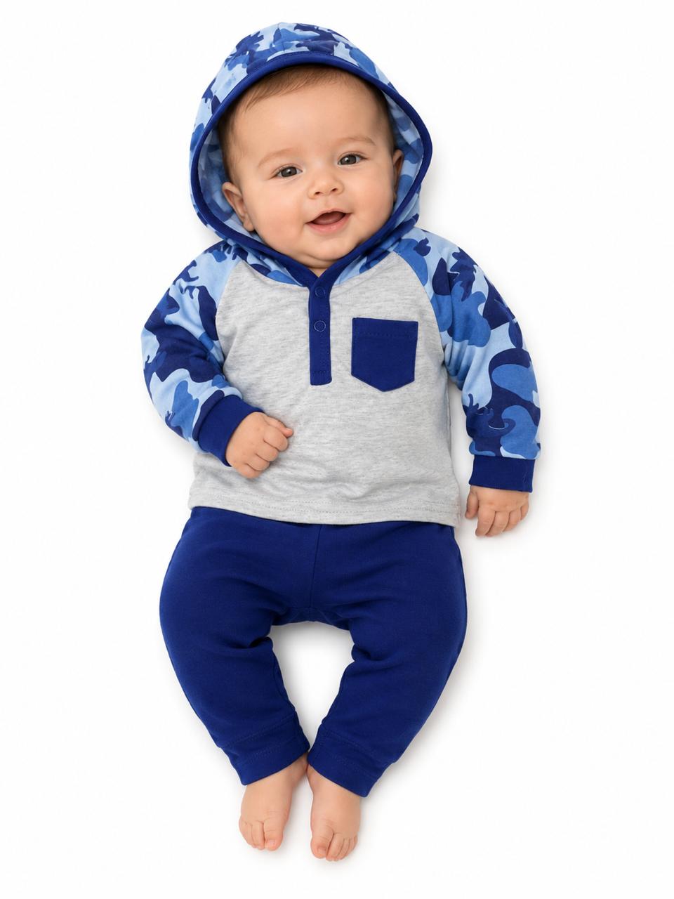 Conjunto camuflado azul con gorro Kids land