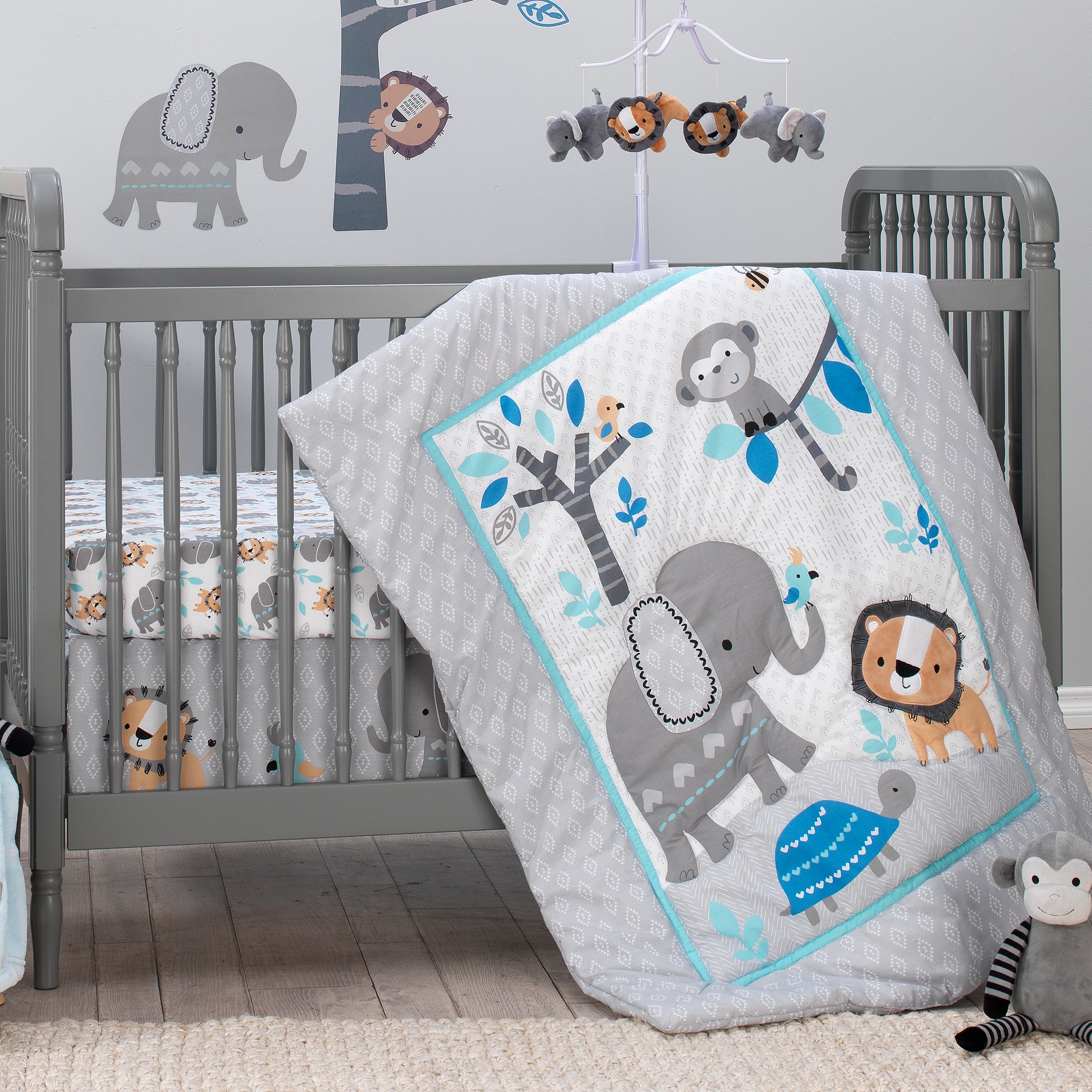 Set de 3 piezas para cuna Jungle  fun collection (Lambs and Ivy company)
