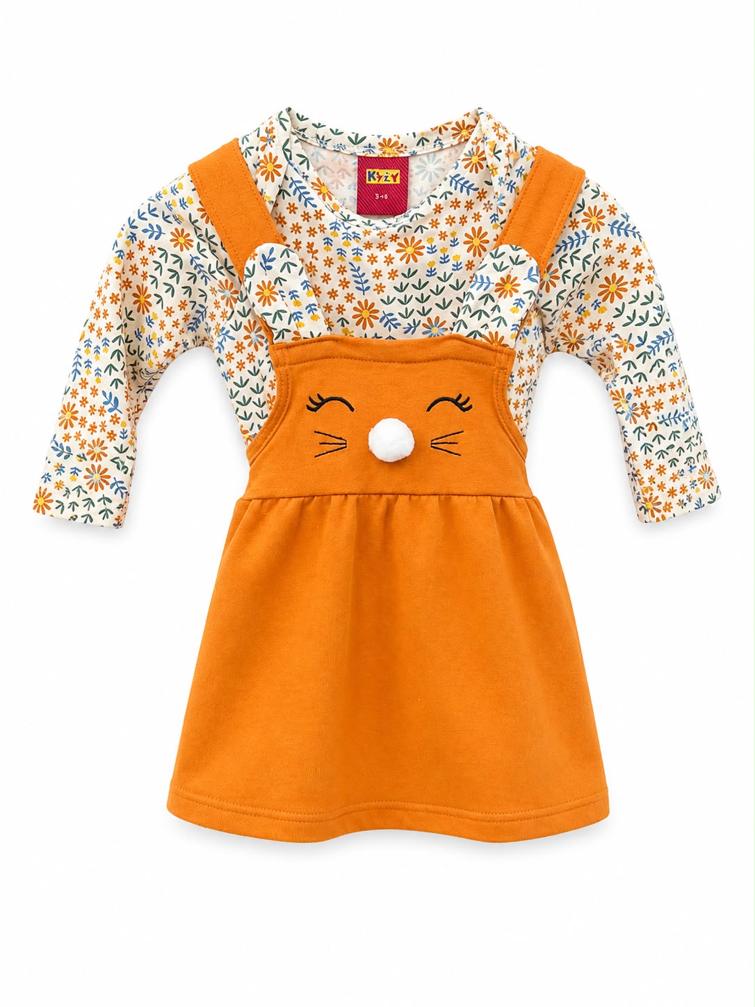 Set de vestido y blusa flores mostaza kyly