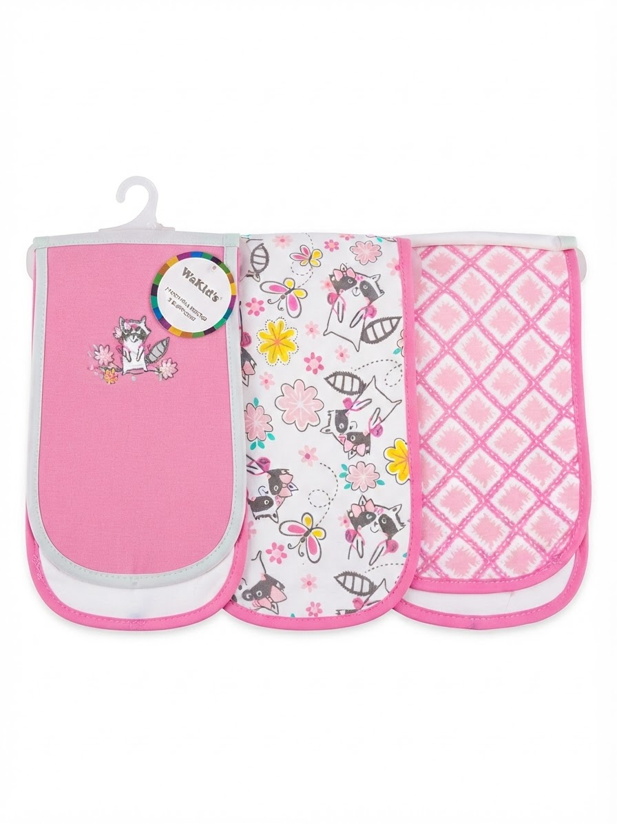 Set de 3 paños mapache  para eructos Wakids
