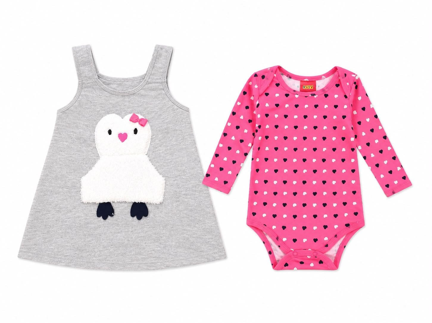 Set de vestido y mameluco gris pingüino   Milon