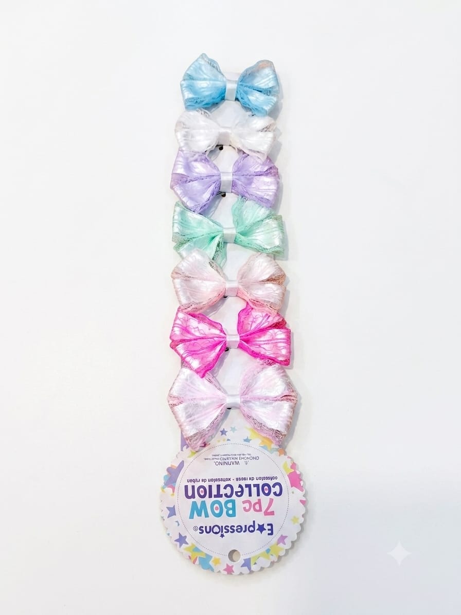 Set de 7 piezas  de lazos para el cabello Expressions