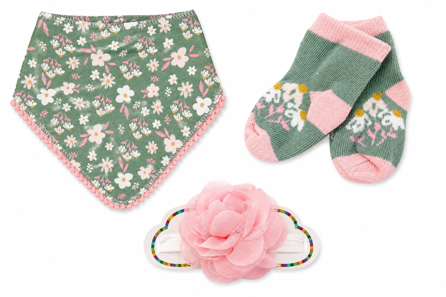 Set de 3 piezas flores verde Wakids