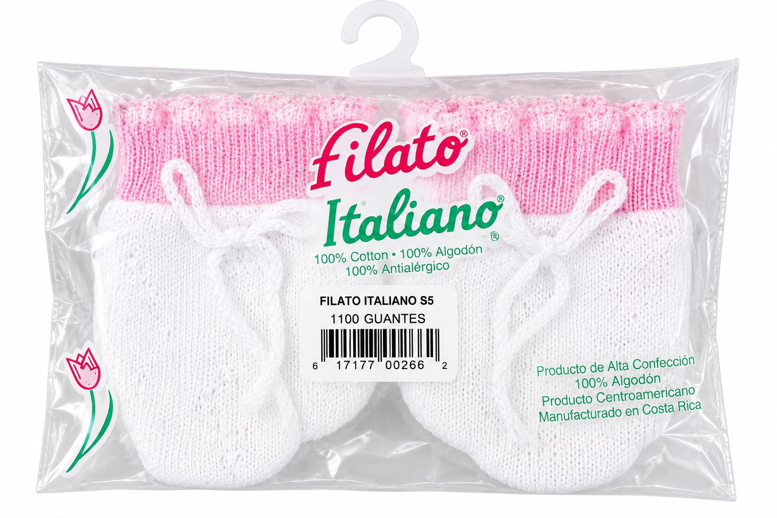 Guantes para bebé rosados filato italiano
