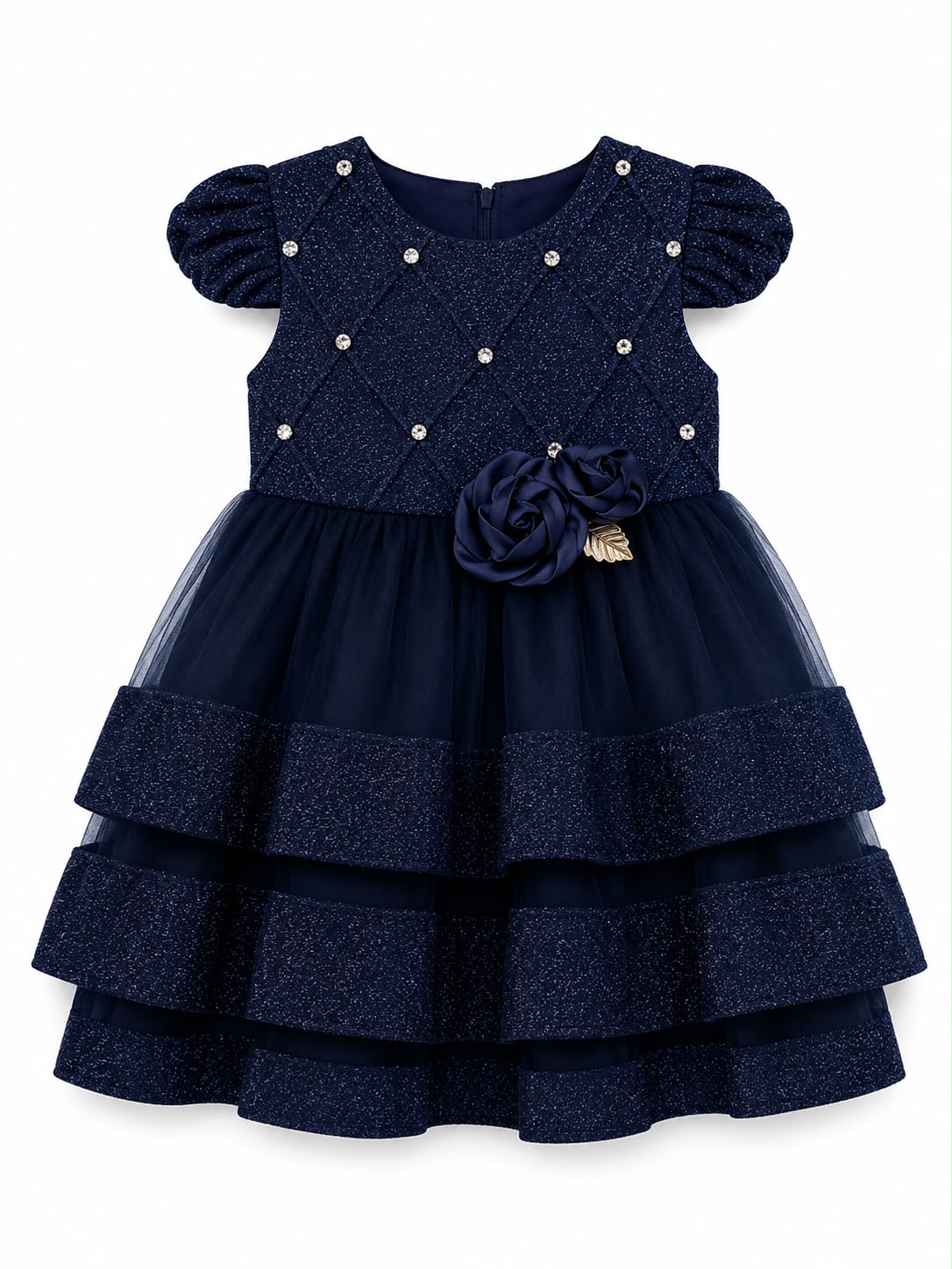Vestido de festa azul para bebé Bon blues